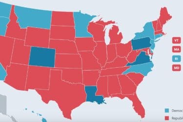 2018 Political Map of the U.S. Governor Races